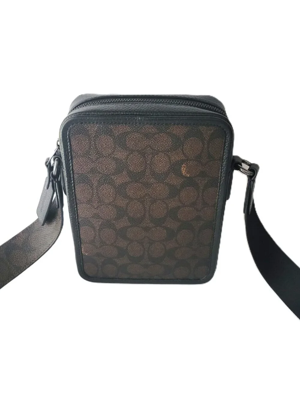 Coach CAT78 Sullivan Crossbody Signature Coated Canvas Leather Bag Walnut Black